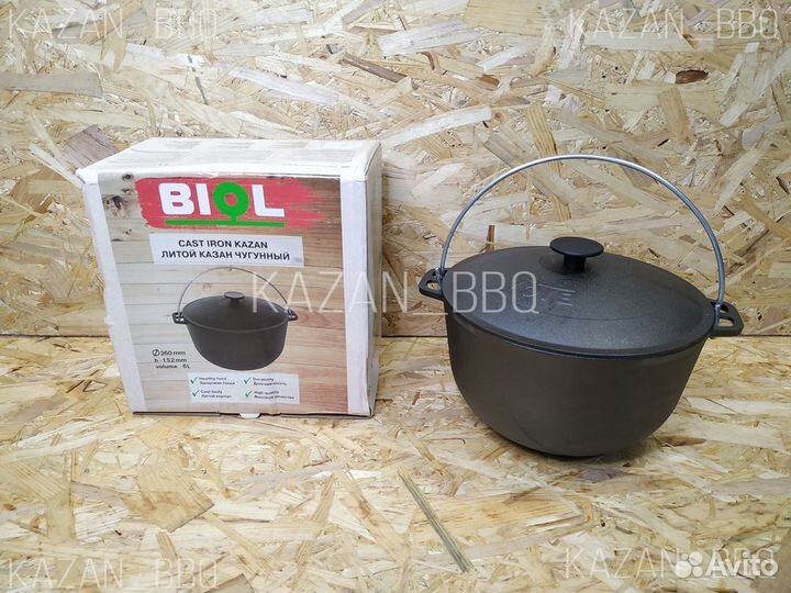 Казан походный с чугунной крышкой 6 л