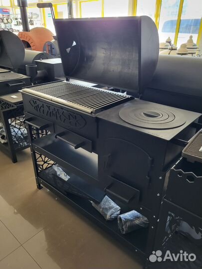 Мангал-гриль,смокер с печью под казан