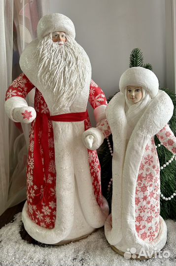 Дед Мороз и Снегурочка ватные