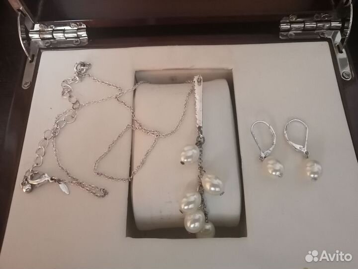 Серьги и Кулон под жемчуг, набор новый