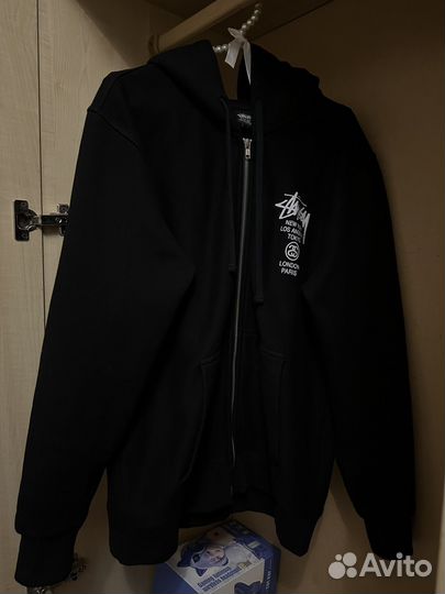 Зип худи Stussy World Tour black zip hoodie