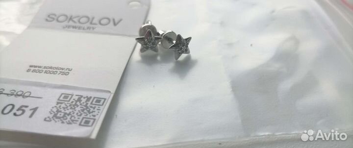 Серьги серебро sokolov