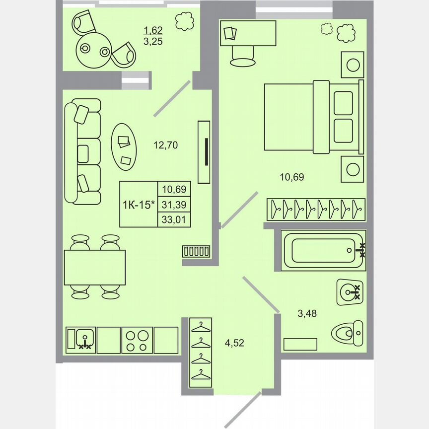 1-к. квартира, 33 м², 16/17 эт.