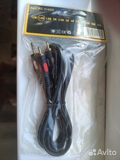 Кабель Стерео 3.5 мм - 2 RCA, Gold, длина 1,5 м