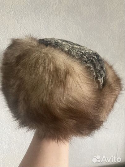 Шапка женская песец и каракуль