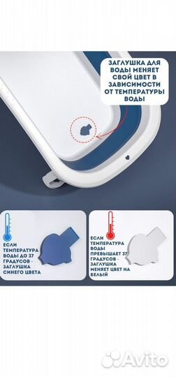Детская складная ванночка с термометром