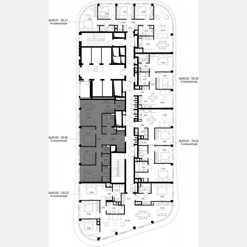 3-к. квартира, 93,9 м², 49/49 эт.