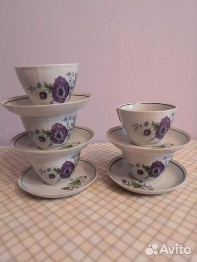 5 шт Чайные пары СССР маки Туймазы