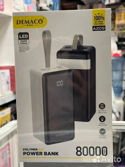 Аккумулятор повербанк Demaco A209 на 80000 mAh