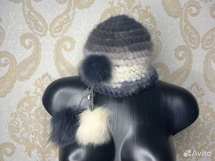 Шапка вязанная норка и писец