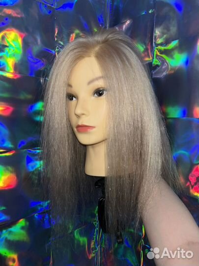 Учебная голова манекен (натуральные волосы)