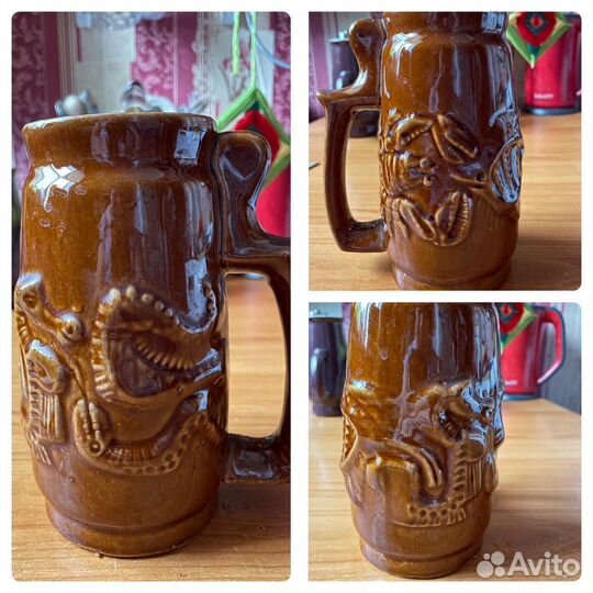 Кружка пивная и вазочки глиняные СССР