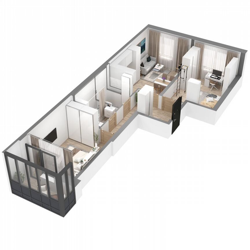 2-к. квартира, 57,2 м², 19/23 эт.