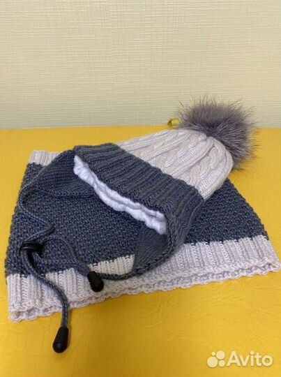 Зимняя шапка и снуд на ребенка 1-2 лет