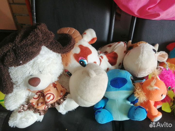 Игрушки мягкие и мешочек для них, б/у