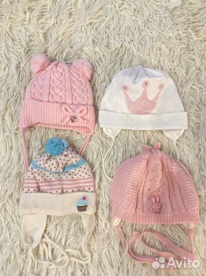 Шапки на девочку от 3 мес до года