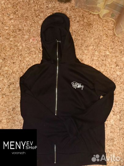 Толстовка зип худи Томми Сини с Балаклавой