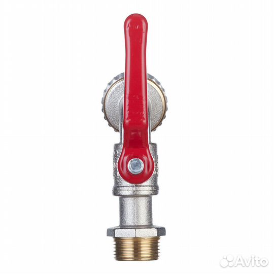 Кран шаровой латунный Tiemme 3/4 нр(ш) х 3/4 нр(ш) ручка со штуцером угловой