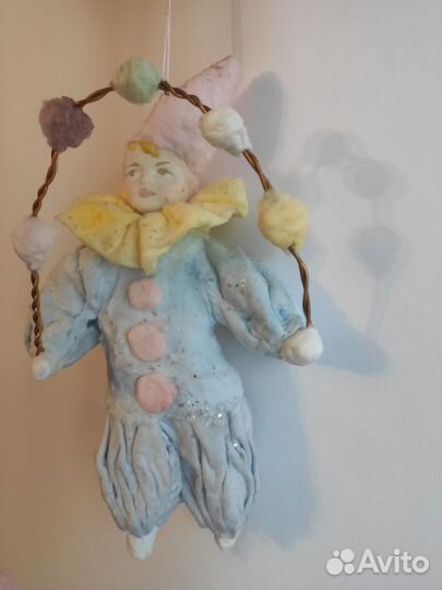 Ватные елочные игрушки Арлекин Жонглер