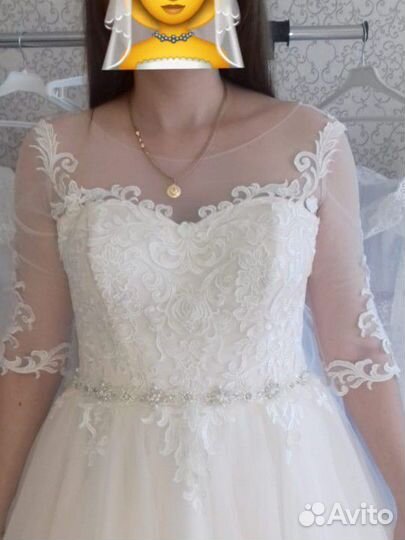 Свадебное платье 46 48 бу