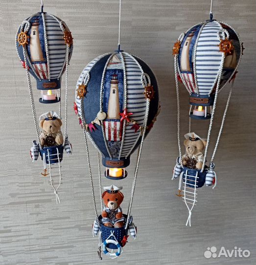 Шары из ткани с медвежатами подарок ночник