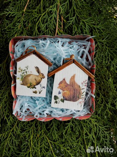 Набор новогодних домиков для украшения елки и дома