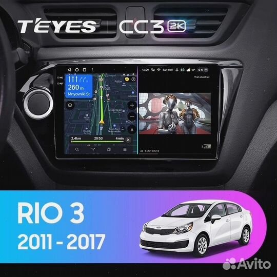 Магнитола Teyes CC3 2K для Kia Rio 3 2011-2017