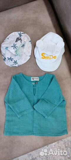 Рубашка муслиновая Панама кепка для малыша до 1 г
