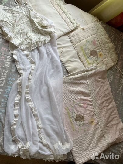 Бортики в кроватку+балдахин+пододеяльник