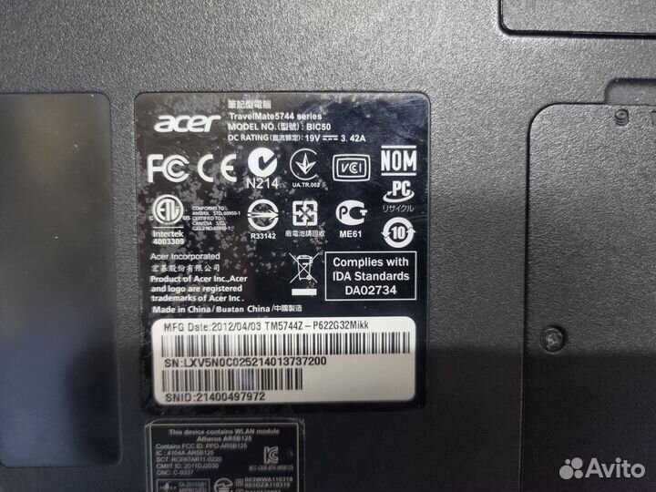 Ноутбук acer travelmate 5744