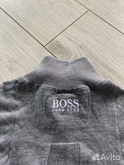 Серый шерстяной джемпер пуловер Hugo Boss L/XL