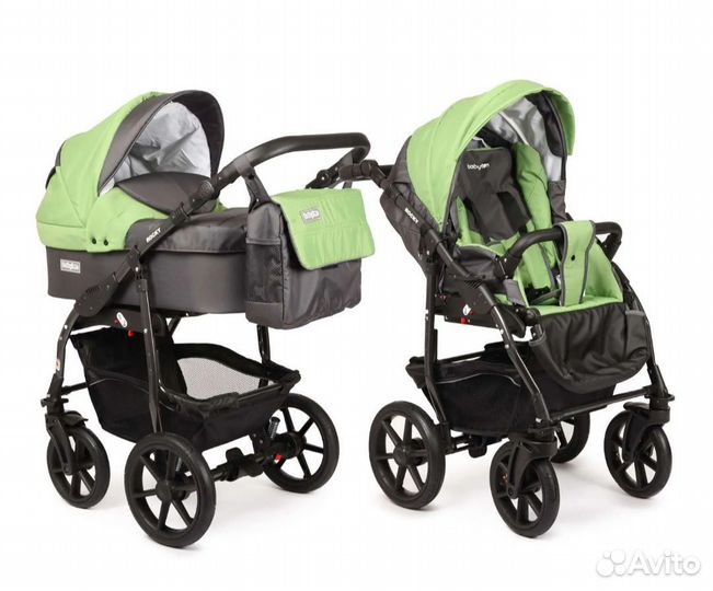 Коляска 2 в 1 babyton rocky люлька + прогулочная