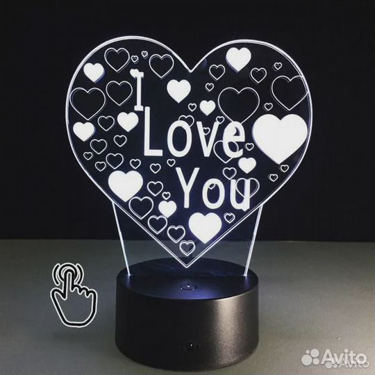 Лампа светодиодный ночник «love» 3D LED