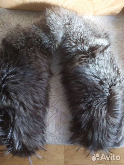 Мех чернобурка лиса, воротник, норка
