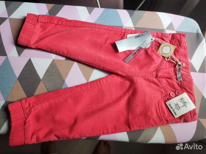 Вельветовые брюки для девочки 86р новые