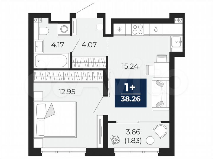 1-к. квартира, 38,3 м², 10/22 эт.