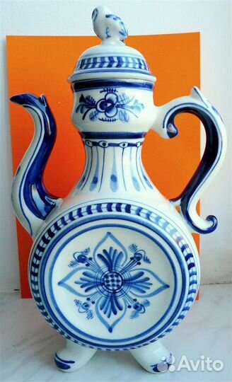 Фарфоровый Квасник Кувшин Кумган Гжель Сова 30 см