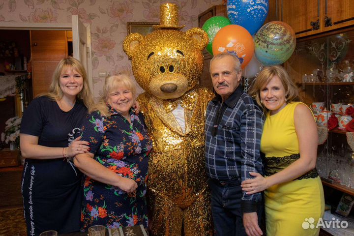 Золотой мишка Тедди Ростовая кукла