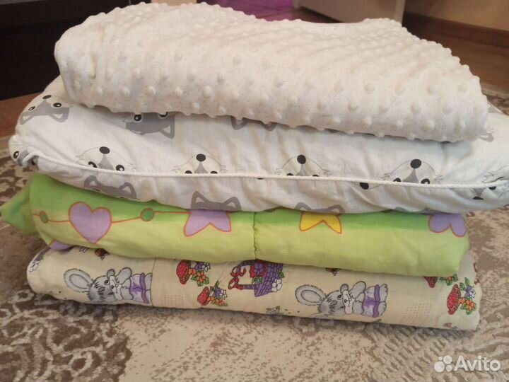 Детское одеяло тёплое, подушка, плед-конверт