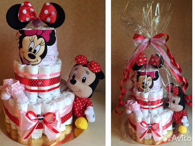 Подарок на рождение ребёнка-торт из памперсов