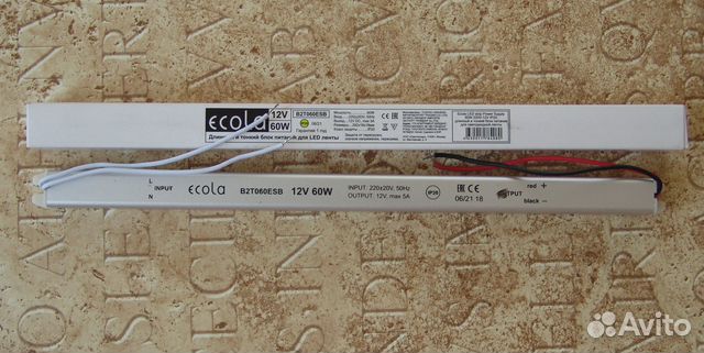 Блок питания 12V 5A 60Вт Ecola (тонкий) купить в Брянске с доставкой ...
