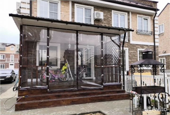 Мягкие окна с москитными пвх сетками для террас