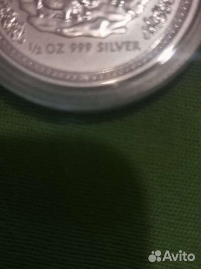 Елизавета вторая, серебро, 50 центов