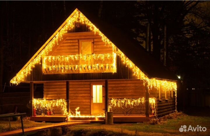 Уличная новогодняя гирлянда бахрома