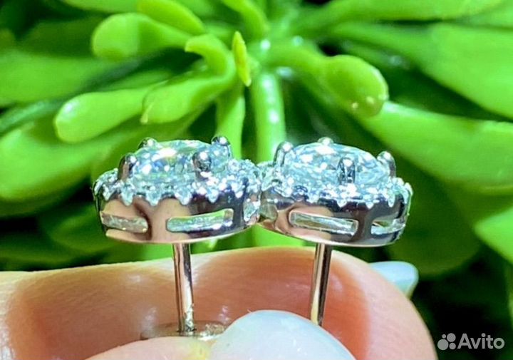 Серьги 0,5ct+0,5ct бриллиант (муассанит)