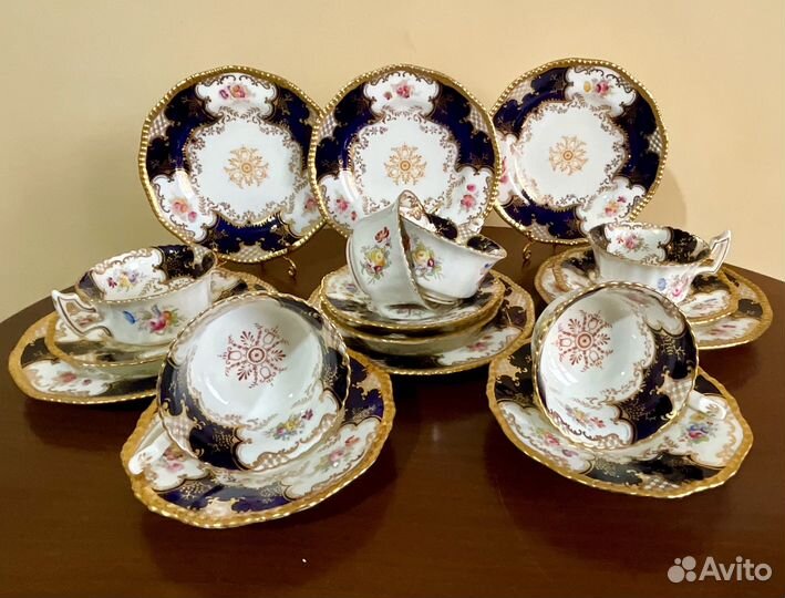 Антикварное чайное трио. Coalport, Англия