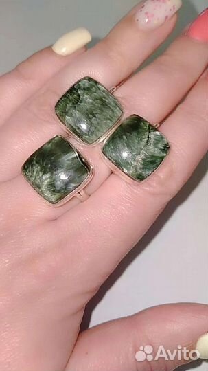Серафинит, серебряный комплект
