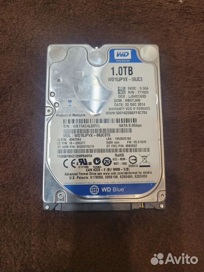 Жесткий диск для ноутбука 1TB WD blue
