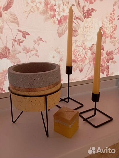 Подсвечники и подставка для цветов в стиле Лофт