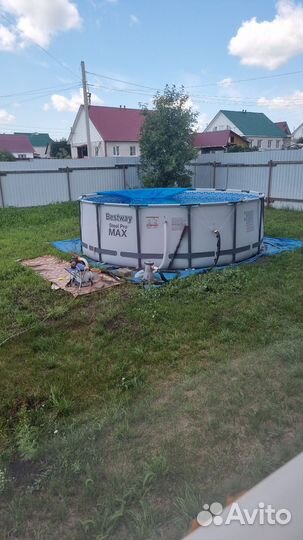 Каркасный бассейн 427*122бу 2мес, фильтр и пылесос